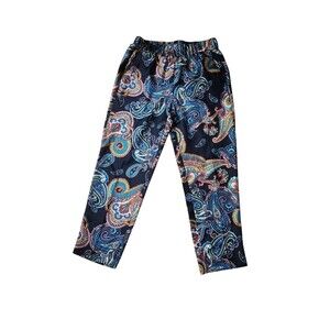 J. Crew Silk Paisley Maximalist Cropped Pants Women's Size 4 Black Resort Office